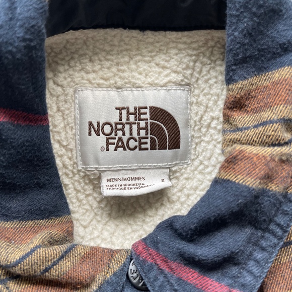 The North Face Men's Small Campshire Long Sleeve Button Up Shirt Cotton Navy Tan - Picture 4 of 7